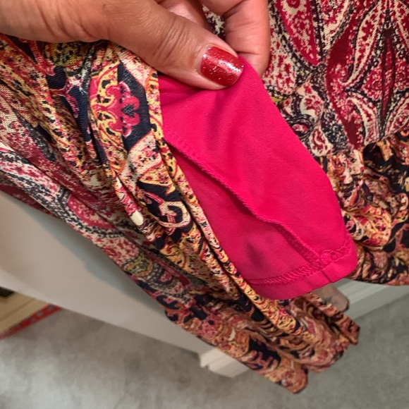 Reba, paisley maxi dress with beaded neckline, Sz L. - Picture 6 of 9